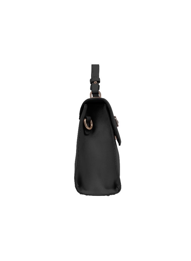 Foska Women's Mini Top Handle Cross-Body Bag - Flap Design Black - 23x20 cm - Image 3