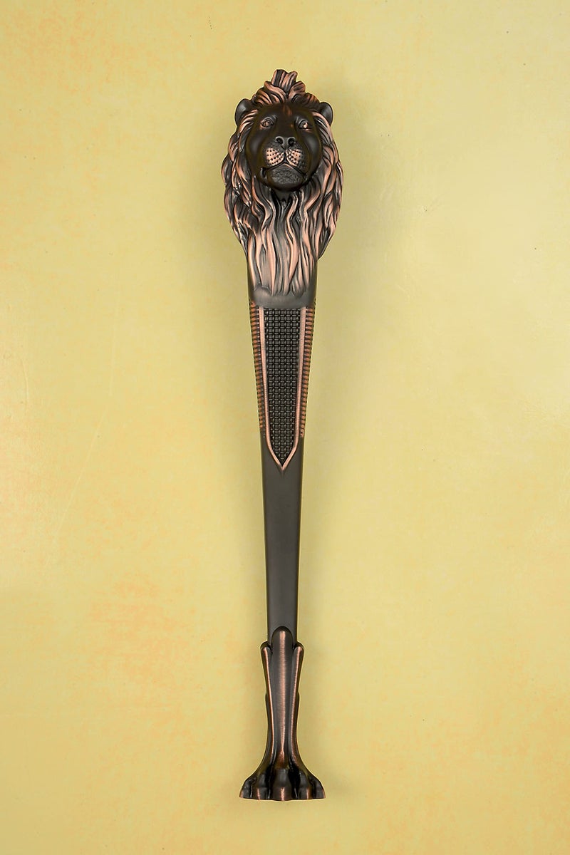 GLOXY Enterprise Brass Lion Shape Curved Main Door Handle Decorative Push & Pull Door Handle Knocker with Vintage Antique Classy Look for Glass and Wooden Door - Copper Black - (Size - 250mm) - Image 1