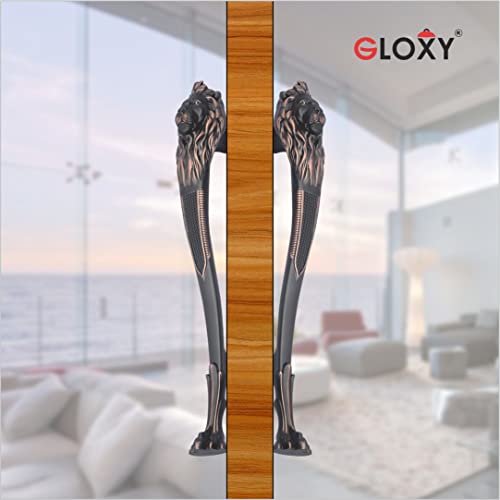 GLOXY Enterprise Brass Lion Shape Curved Main Door Handle Decorative Push & Pull Door Handle Knocker with Vintage Antique Classy Look for Glass and Wooden Door - Copper Black - (Size - 250mm) - Image 5
