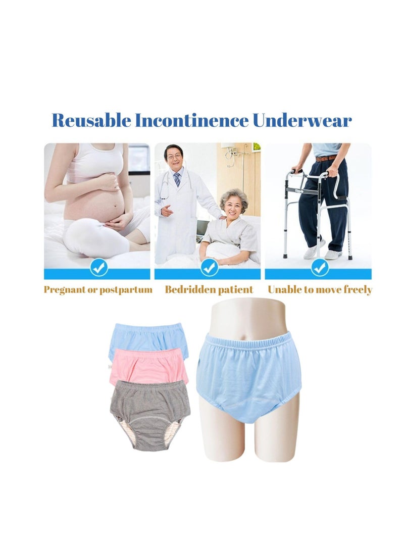 Excefore Incontinence Underwear for Men and Women TPU Leakage-Proof Adult Cloth Diaper Nappy with Inserts Reusable and Washable Absorbent Urinary Briefs for The Elderly Disabled Postpartum XL Grey - Image 2