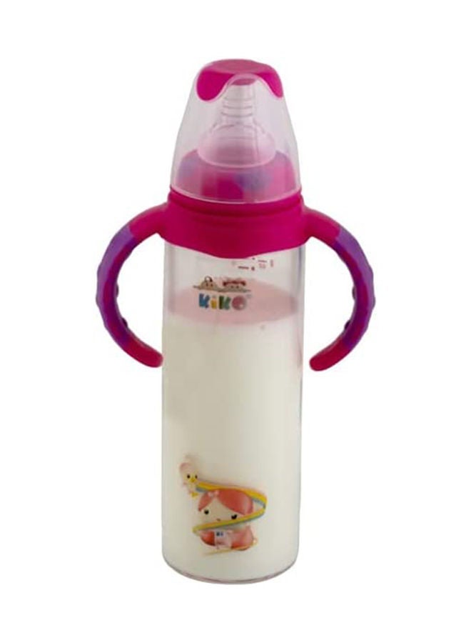 Glass Feeding Bottle With Handle 240Ml-Pink