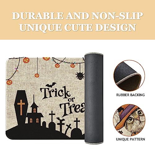 Roszwtit Halloween Door Mat 30 X 17 Inch Trick Or Treat Cat Doormat Indoor Outdoor Entrance Halloween Floor Mat Non Slip Halloween Decor Rubber Welcome Mats - Image 2