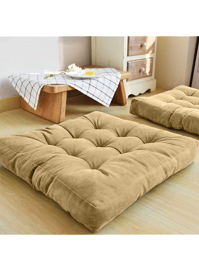 Zaboon New York Simple And Comfortable Square Floor Velvet Tufted Cushion 55X55X10Cm - Image 1