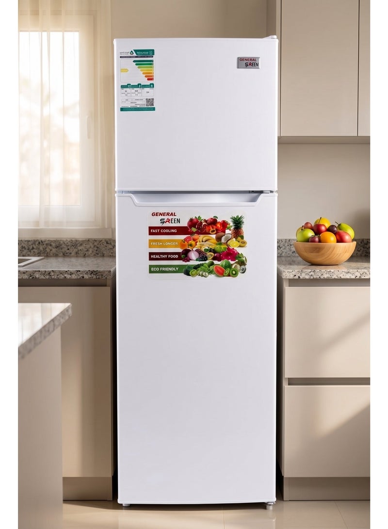 General Sreen Refrigerator Double Door 168 Liter, Top Freezer, Energy Efficient, White – GENERAL SREEN GSRF-168DF - Image 2