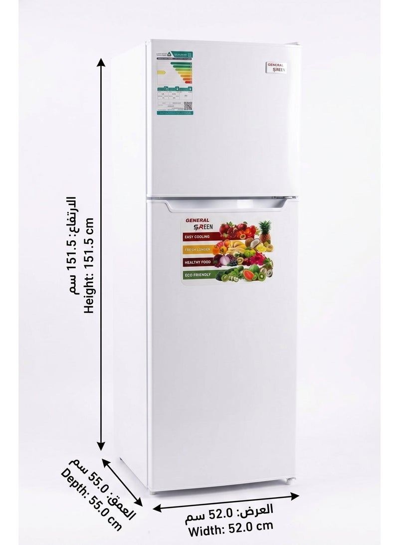 General Sreen Refrigerator Double Door 168 Liter, Top Freezer, Energy Efficient, White – GENERAL SREEN GSRF-168DF - Image 4