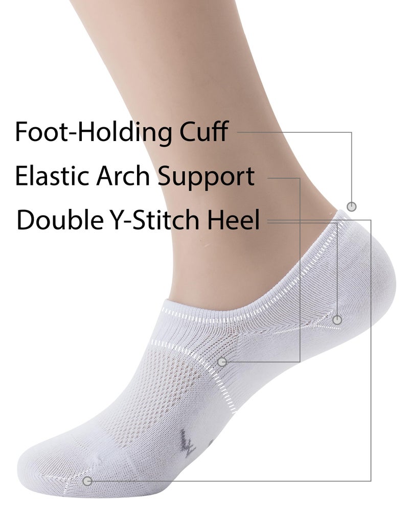 Pro Mountain Thin No Show Socks Women Seamless Wide Toe Box For Health Size M White 6 Pack Liner Thin Footies Casual Sneakers Loafer Flats US Shoe 8-10 - Image 4
