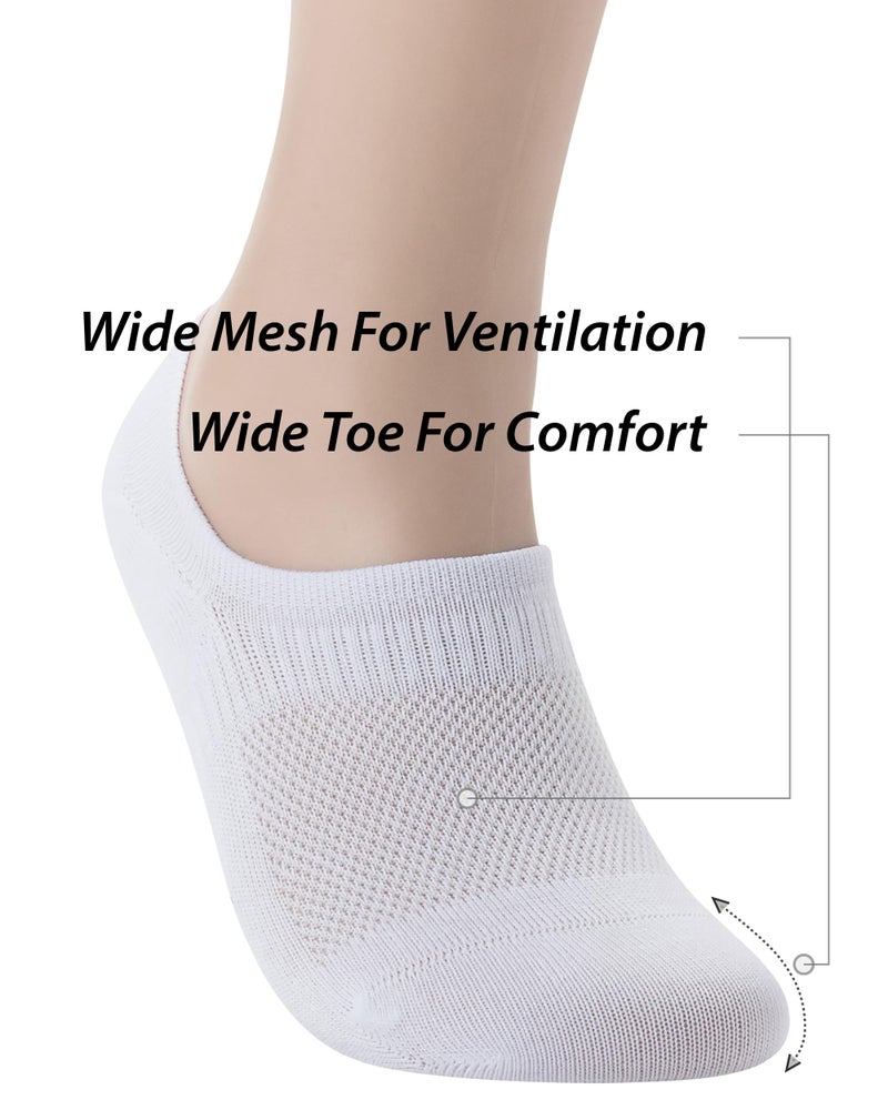 Pro Mountain Thin No Show Socks Women Seamless Wide Toe Box For Health Size M White 6 Pack Liner Thin Footies Casual Sneakers Loafer Flats US Shoe 8-10 - Image 5