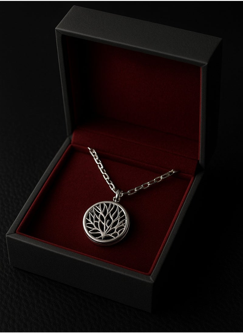 Dar Nickel-Plated Tree of Life Locket Necklace – Elegant Openable Pendant  – Symbolic Jewelry for Women  - Image 1