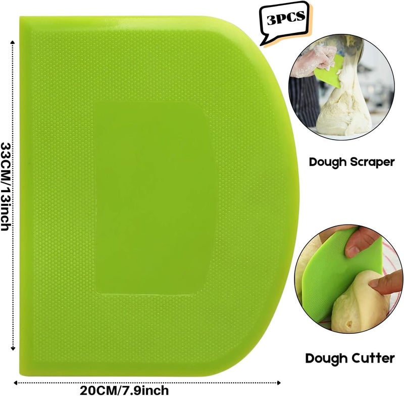 SURDOCA Dough Scraper Bench Scraper - 3P 13x7.9" Plastic Flexible Bowl Scraper, Sharp Edge & Angles Cake Scraper. Non-Slip Bakeware Decorating Tools Sculpting & Modeling Tools - Pure White - Image 2