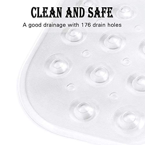 MEXONIC Nonslip Soft Rubber Bath Mat for Bathtub and Shower,Anti Slip Bacterial Machine Washable PVC Silicon Extra Long Soft Suction Cup Grip&Drain Foot Massage Scrubber (White Transparent,70 X 37) - Image 5