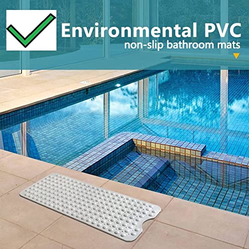 MEXONIC Nonslip Soft Rubber Bath Mat for Bathtub and Shower,Anti Slip Bacterial Machine Washable PVC Silicon Extra Long Soft Suction Cup Grip&Drain Foot Massage Scrubber (White Transparent,70 X 37) - Image 2