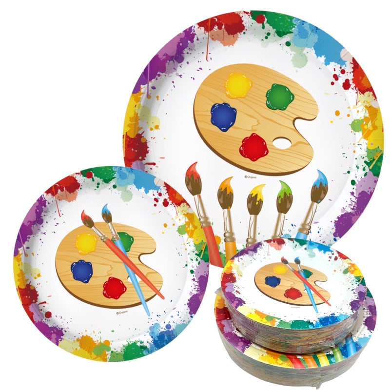 Oojami 100 Count Paper Plates - 50-9"" Dinner  50-7"" Dessert - Art Artist Theme - Image 1