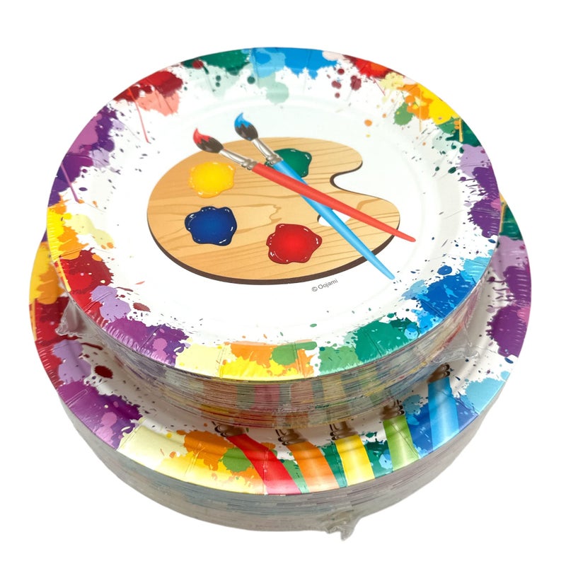 Oojami 100 Count Paper Plates - 50-9"" Dinner  50-7"" Dessert - Art Artist Theme - Image 3