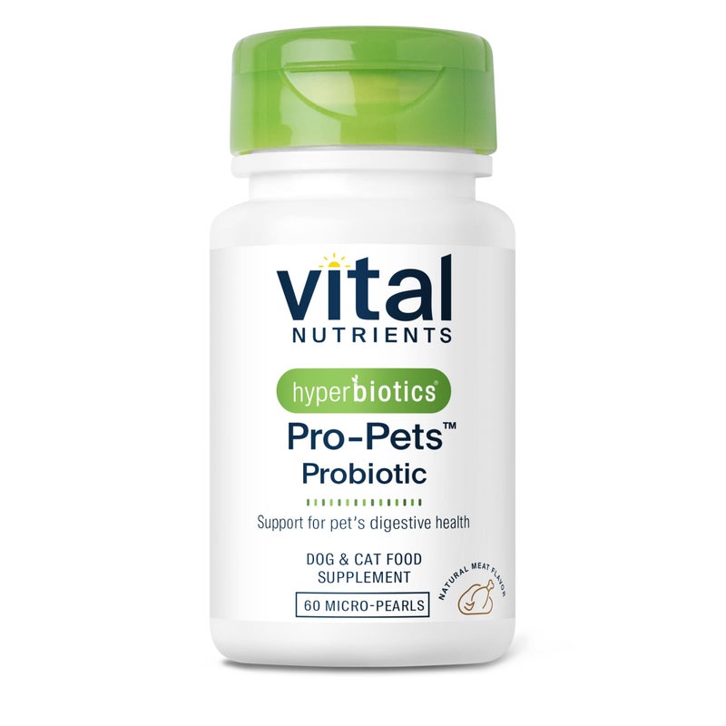 Hyperbiotics Vital Nutrients Pro Pets Probiotics for Dogs and Cats | Dog Probiotics for Digestive Health, Gut Health, Occasional Diarrhea* | Tasty Meat Flavor | Non-GMO | Hyperbiotics | 60 Micro Tablets - Image 1