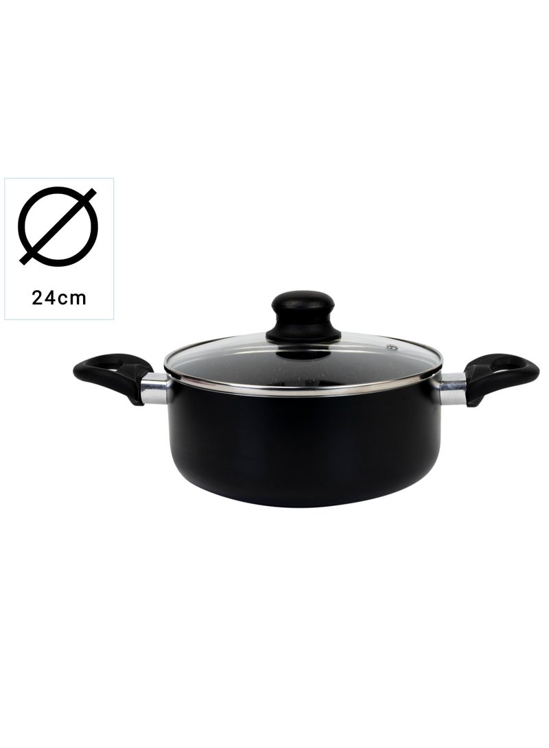 Wilson Casserole With Glass Lid Durable Marble Coating, Aluminium Construction, Nonstick Dish For Gas Induction & Ceramic Hobs Induction Bottom 24 x 11cm - Image 4