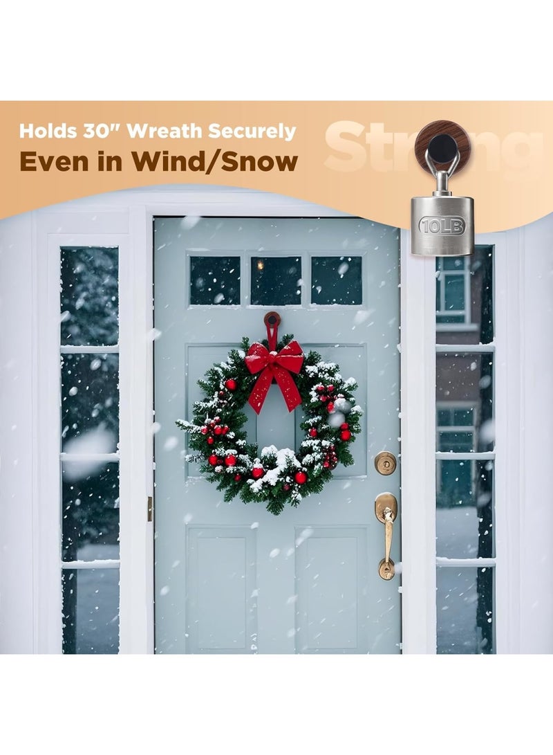 SYOSI Wreath Hanger, 2 Pack Heavy Duty Suction Cup Hook for Front Door Glass Window and Indoor Outdoor Use, Strong Hold Removable Door Hook for Seasonal Garland Decorations, Walnut - Image 2