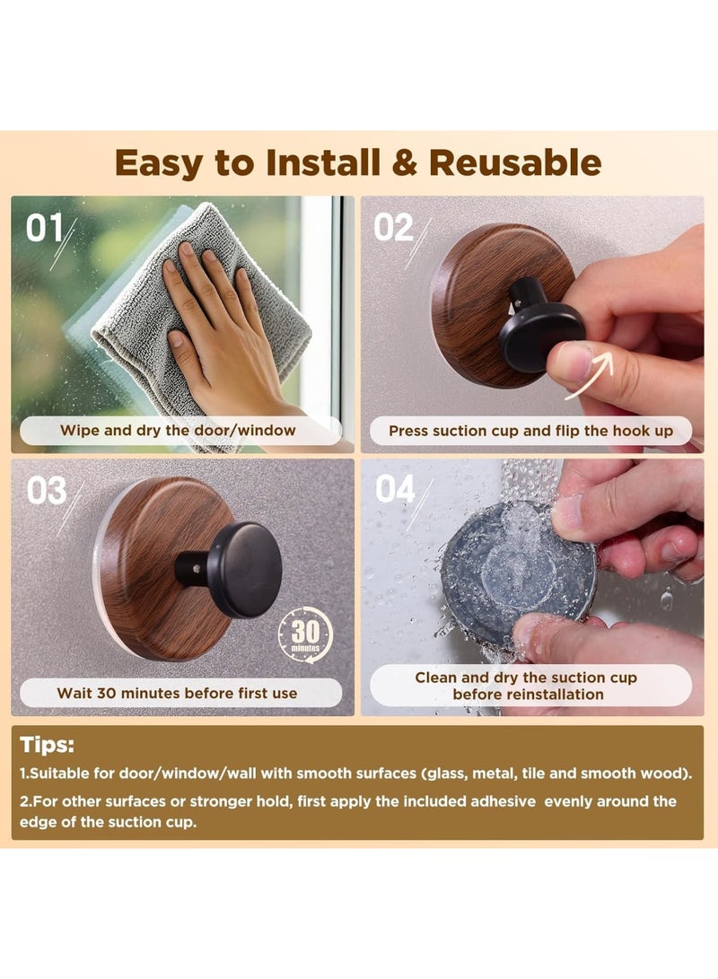 SYOSI Wreath Hanger, 2 Pack Heavy Duty Suction Cup Hook for Front Door Glass Window and Indoor Outdoor Use, Strong Hold Removable Door Hook for Seasonal Garland Decorations, Walnut - Image 5