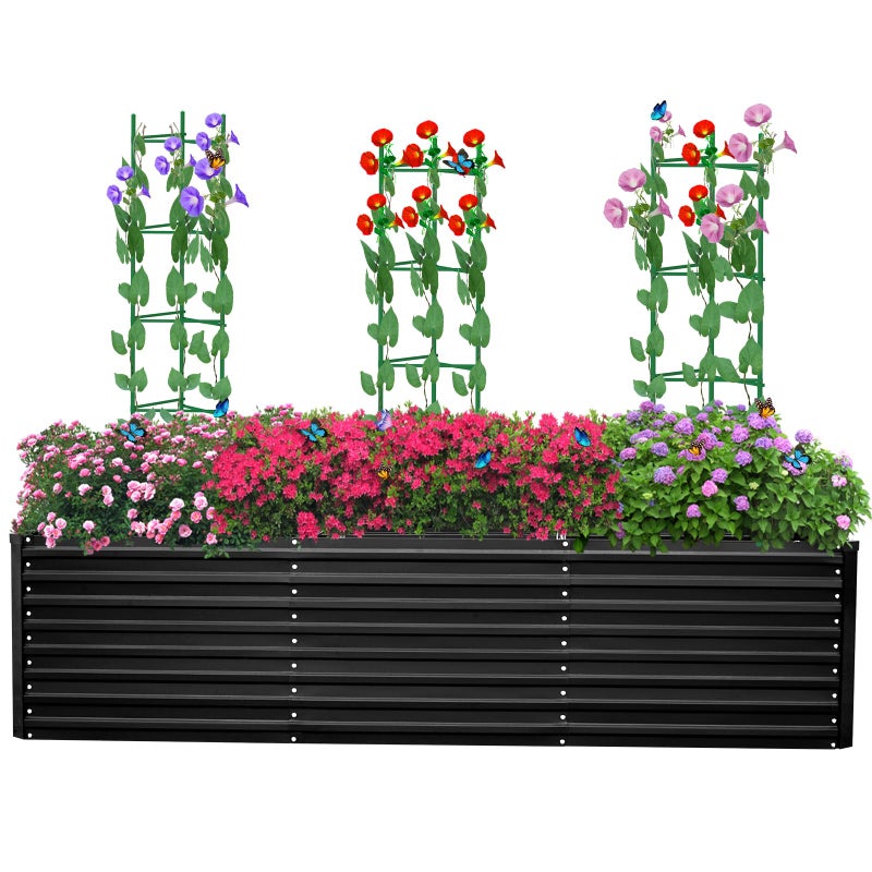 SONFILY SONFILY 842ft Galvanized Metal Raised Garden Bed Metal Planter Kit Box Outdoor for DeepRooted Vegetables Flowers Green and Herbs 