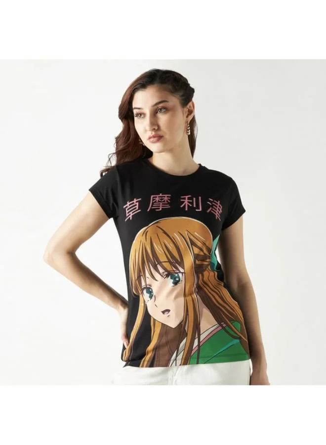 SP Characters Fruits Basket T-shirt with Crew Neck and Cap Sleeves