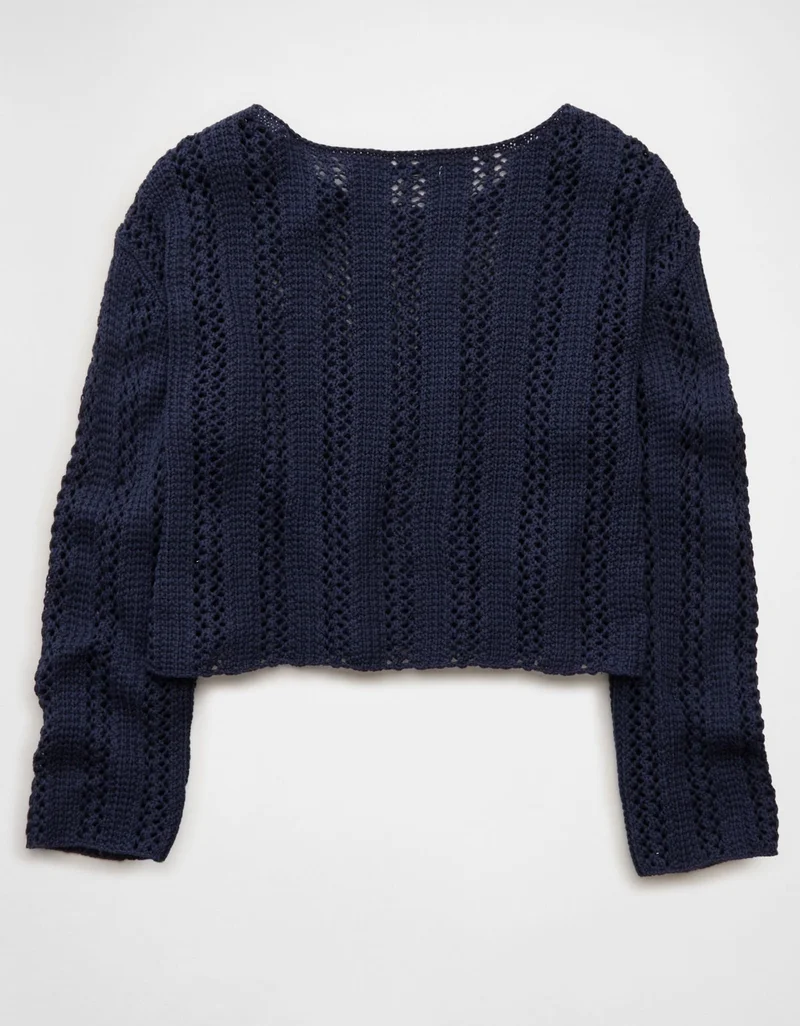American Eagle  AE Cropped Crochet Boatneck Sweater for Women | Best Price UAE