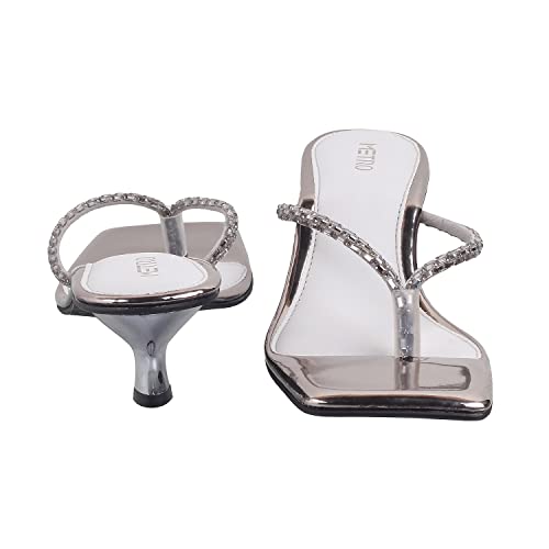 Metro Women Gun Metal Kitten Heel Sandal UK/8 EU/41 (40-77) - Image 5