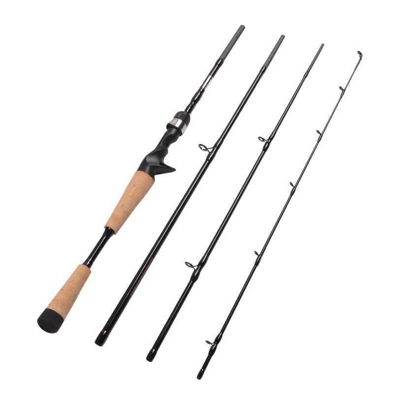 Fiblink 4 Pieces Travel Casting Rod Graphite Baitcasting Fishing Rod Portable Fishing Rod Baitcaster (7' Medium Heavy) - Image 1