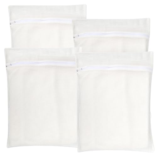NAHADS 4-Piece White Large Durable Organic Cotton Mesh Laundry Bags with Sturdy Zippers and Breathable Mesh are Delicate Laundry Bags for Underwear, Clothes, Pants and Socks - Image 1