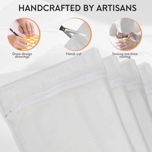 NAHADS 4-Piece White Large Durable Organic Cotton Mesh Laundry Bags with Sturdy Zippers and Breathable Mesh are Delicate Laundry Bags for Underwear, Clothes, Pants and Socks - Image 3