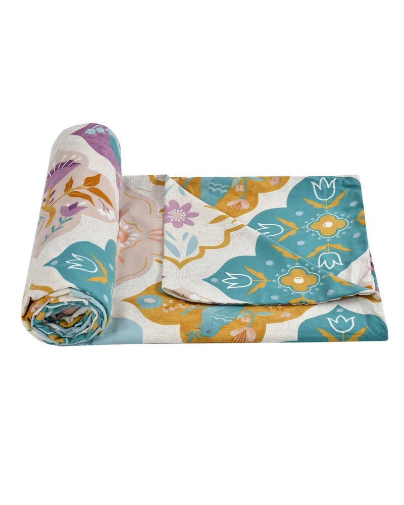 MORADO Premium Glace Cotton Floral Design Duvet Cover - Single, Multi Color with Zipper - Image 5