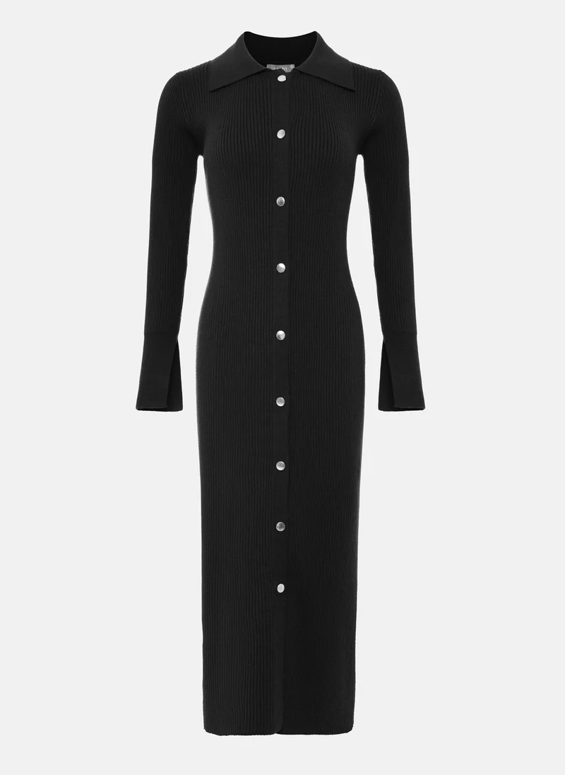Lichi Midi dress from ribbed jersey with snap button