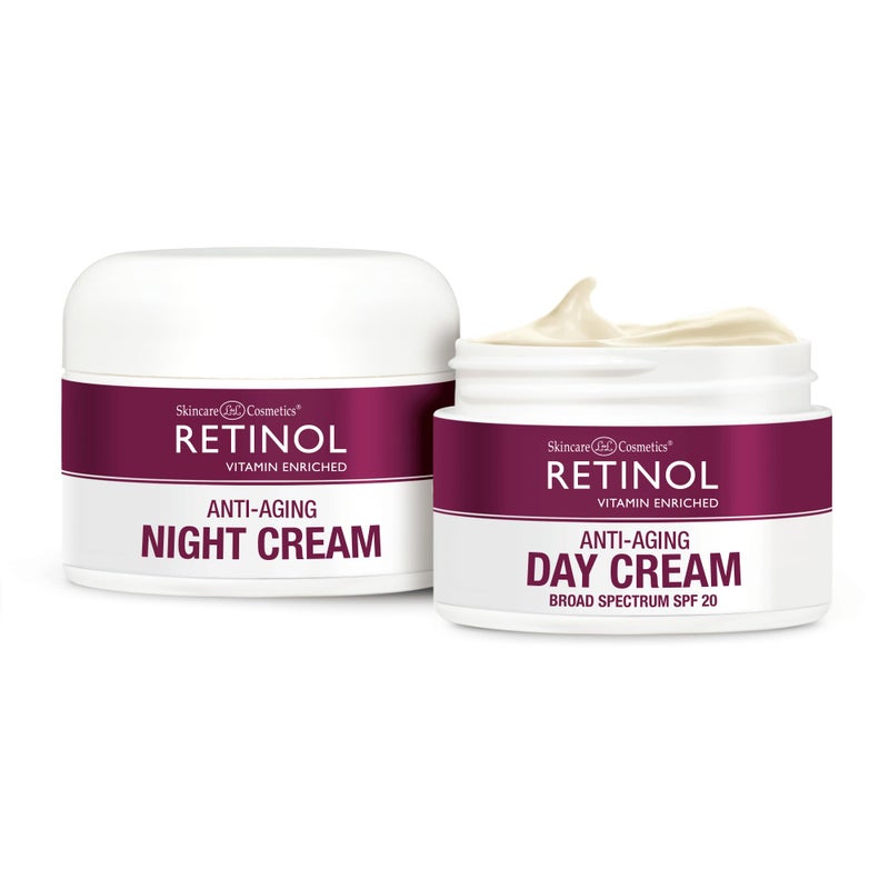 RETINOL LIVAURA Retinol Anti-Aging, Vitamin Enriched Night Cream & Day Cream - Your 24 HOUR skincare duo that works day and night to give you younger-looking skin, 1 Ounce Each - Image 1