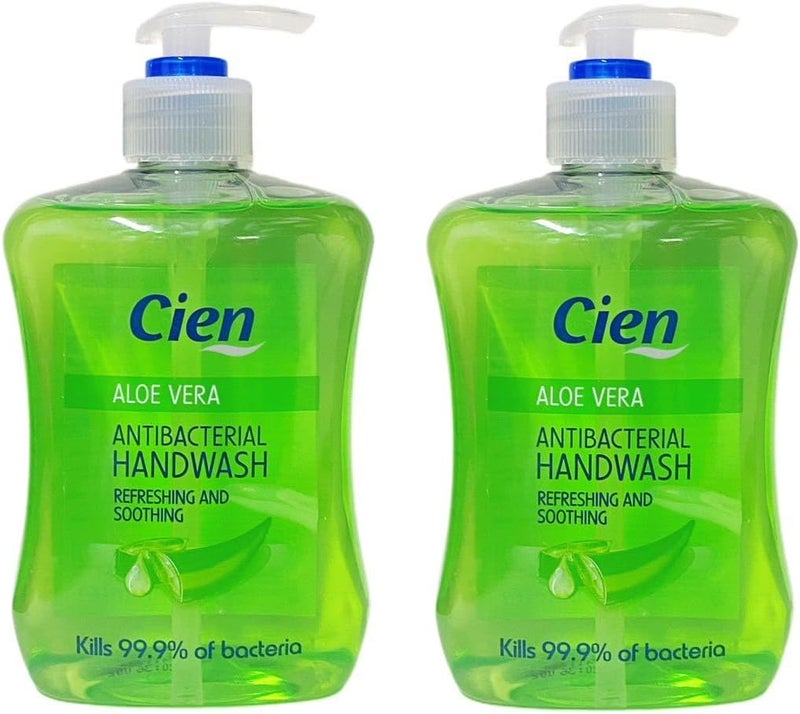 2 Cien Antibacterial Hand Wash Aloe Vera Refreshing Soothing 500mL TWIN PACK
