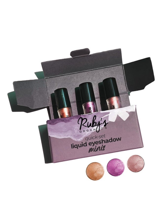 Ruby's Organics Eyeshadow Liquid Mini's Set For Women- Metallic Finish,Long Wearing,Smudge Proof,Non Irritating, Vegan,Organic, Earth Metals Pack Contains Azalea, Aster and Electra,3ml Each-Pack of 3 - Image 1