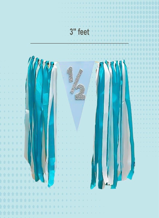 Untumble Foil Half Birthday Decoration for Baby Boy - Blue Bunting Banner, 1/2 Birthday Cap, Triangle Bunting - Pack of 3 - Image 3