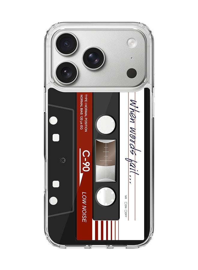 Stylizedd Classic Clear MagSafe Case for iPhone 17 Pro , Hybrid Soft Case Flexible Edges Anti Drop TPU PC Gel Thin Transparent Cover [ Designed for iPhone 17 Pro ] - When Words Fail (Black Tape)