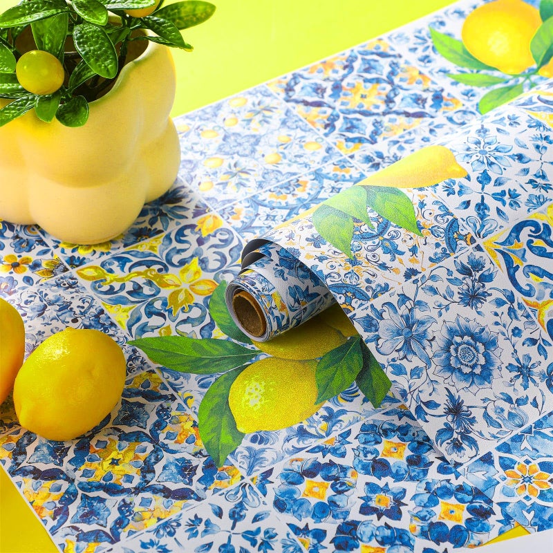 Drydiet Amalfi Coast Wallpaper Peel and Stick Contact Paper 15.8 x 118.1in Capri Lemon Wallpaper Self Adhesive Removable Wall Sticker Paper for Home Locker Dorm Classroom Bedroom Living Room Decor - Image 3