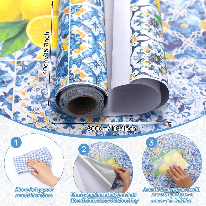 Drydiet Amalfi Coast Wallpaper Peel and Stick Contact Paper 15.8 x 118.1in Capri Lemon Wallpaper Self Adhesive Removable Wall Sticker Paper for Home Locker Dorm Classroom Bedroom Living Room Decor - Image 2