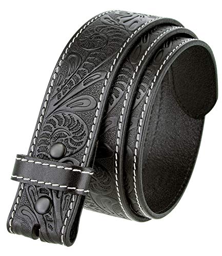 Belts.com Genuine Full Grain Western Floral Engraved Tooled Leather Belt Strap 1-1/2" Wide (Black, 42) - Image 1