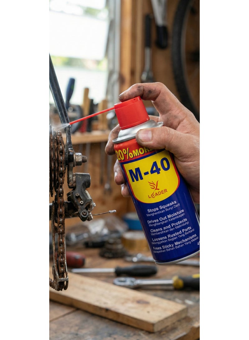 Leader Multi-Use Lubricant Spray Can – 450ml | Rust Protection, Lubrication & Cleaning for Automotive, Home, and Industrial Use - Image 2