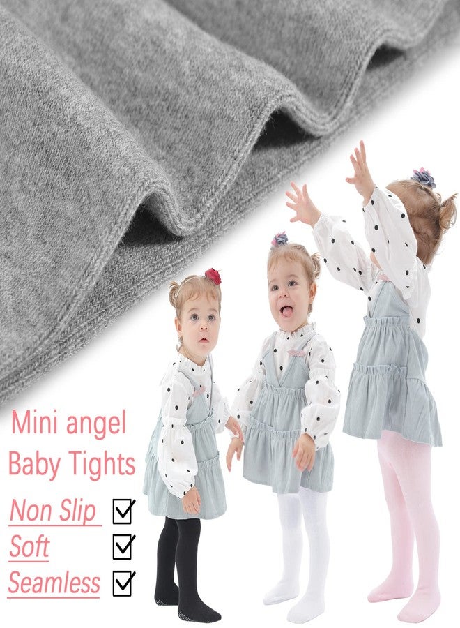 Mini angel Baby Girl Tights Non Slip Baby Tights 12-24 Months Girl Warm Cotton Leggings Seamless Pantyhose Non-Skid Grip for Toddler 3 Pack (Black, White, Pink, M) - Image 5
