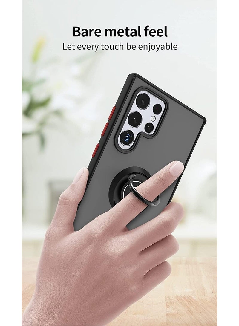 Fuxin Samsung Galaxy S25 Ultra Rotating Metal Ring Case with Kickstand - Shockproof Matte Finish Anti-Fingerprint Magnetic Car Mount  Cover - Image 4