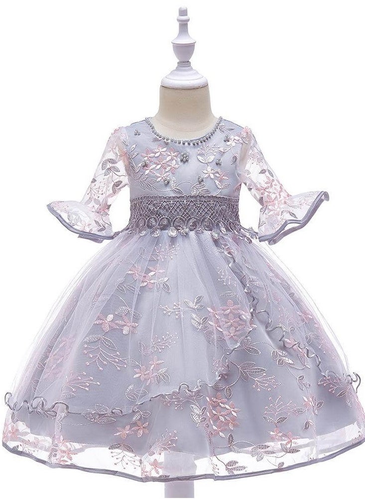 Best Gift Fashion Girl Dress Clothing For Birthday Wedding Party Gray Color  - Image 1