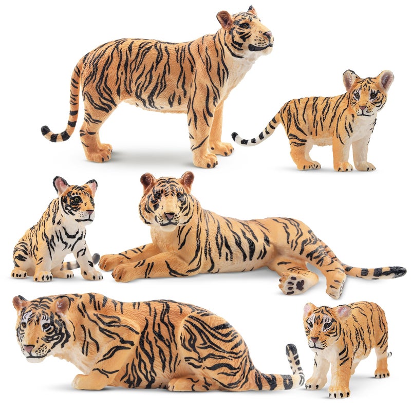 Toymany 6PCS Realistic Tigers Figurines with Tiger Cubs 26 Jungle Animals Figures Family Set Educational Toy Cake Toppers Christmas Birthday Gift for Kids Toddlers - Image 2