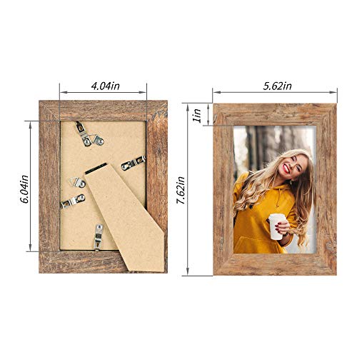 iRahmen 4x6 Picture Frame Set of 4, High Definition Real Glass Rustic Brown Frame, 4 x 6 Wood Photo Frames for Tabletop Display and Wall Mounting - Image 4