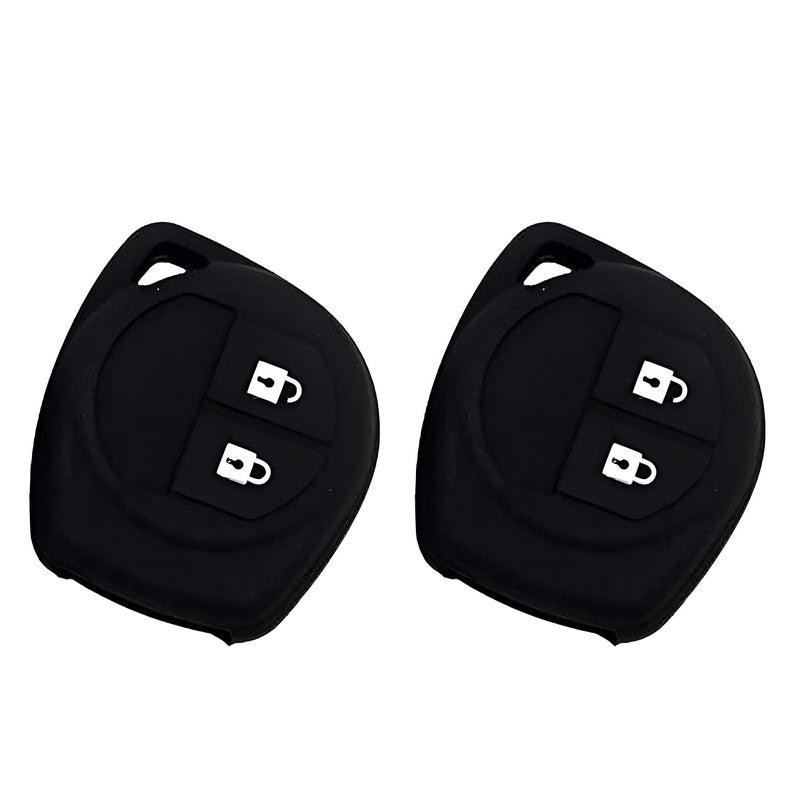 AUTOFRILL غطاء مفتاح السيارة من AUTOFRILL 2 قطعة سيليكون لسيارات ماروتي سوزوكي بالينو، جراند فيتارا، XL6، سويفت، بريزا، إرتيجا، دزير، سيليريو، سيياز، SX4، إغنيس، S برسو، S كروس، فرونكس غطاء مفتاح 2 زر (أسود) - Image 1