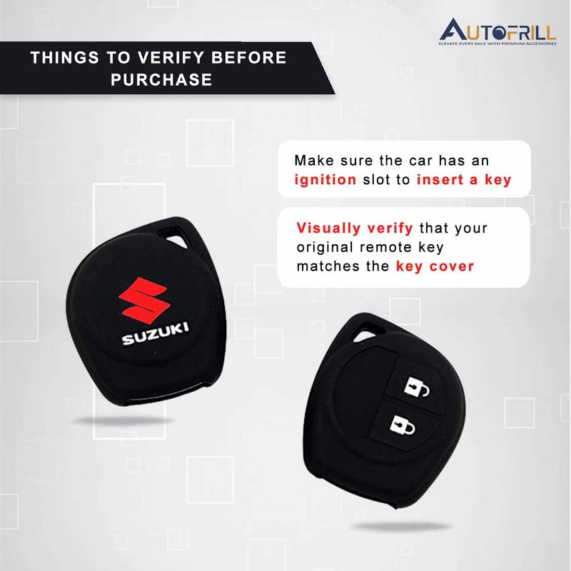 AUTOFRILL غطاء مفتاح السيارة من AUTOFRILL 2 قطعة سيليكون لسيارات ماروتي سوزوكي بالينو، جراند فيتارا، XL6، سويفت، بريزا، إرتيجا، دزير، سيليريو، سيياز، SX4، إغنيس، S برسو، S كروس، فرونكس غطاء مفتاح 2 زر (أسود) - Image 5