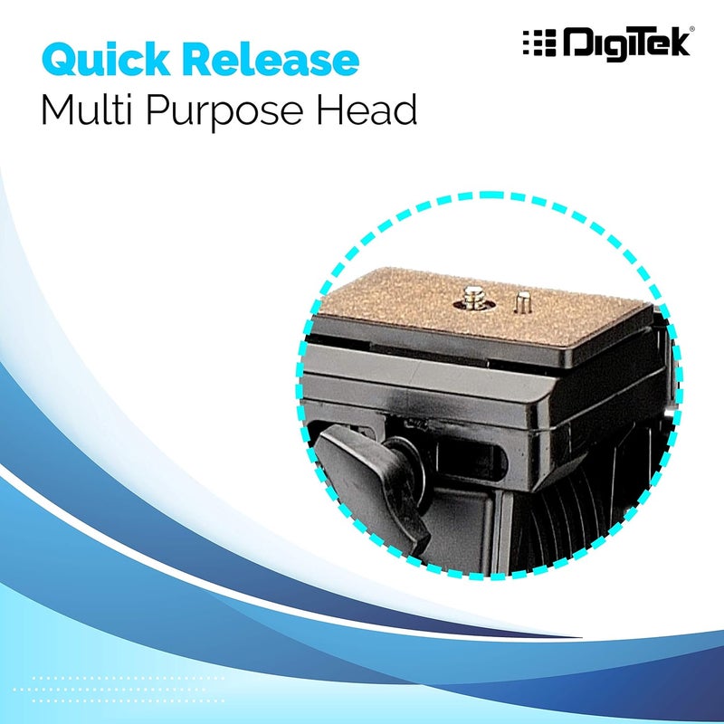 Digitek ® (590 VD PRO) Tripod for DSLR & Video Cameras, Operating Height : 5.90 Feet, Maximum Load Upto: 3 Kg, Lightweight & Sturdy Tripod with 2 Way Adjustable Head - Image 5