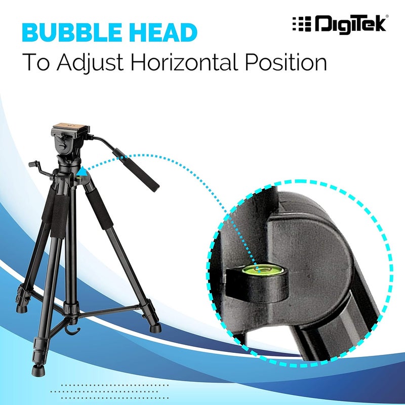 Digitek ® (590 VD PRO) Tripod for DSLR & Video Cameras, Operating Height : 5.90 Feet, Maximum Load Upto: 3 Kg, Lightweight & Sturdy Tripod with 2 Way Adjustable Head - Image 4