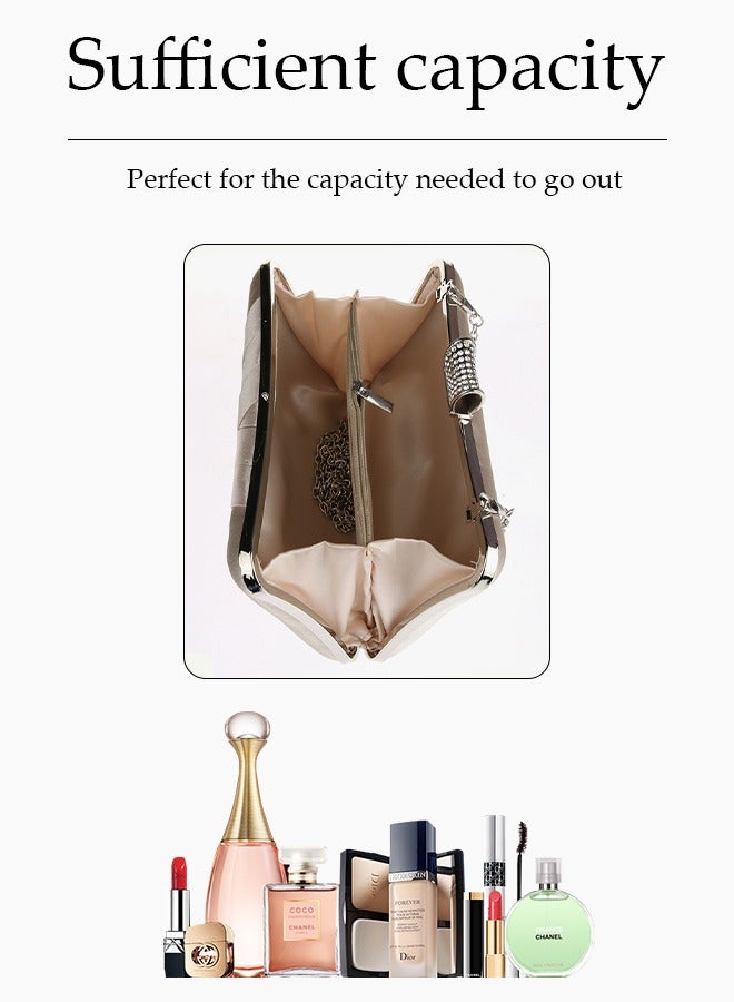 DUNISO Women's Designer Clutch Bag Hard Case Satin Lady Evening Handbag Shoulder Bag for Women Elegant Envelope Purse with Detachable Chain Cross Body Shoulder Bags for Wedding Banquet Prom Party  - Image 5
