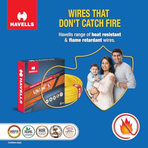 Havells LifeLine+ S3 | 0.75 sq.mm Copper Wire (90m-Red)| Class 2 Conductor (100% Copper), Heat Resistant & Flame Retardant - Ideal for Domestic & Industrial Use (WHFFDNRA1X75) - Image 3